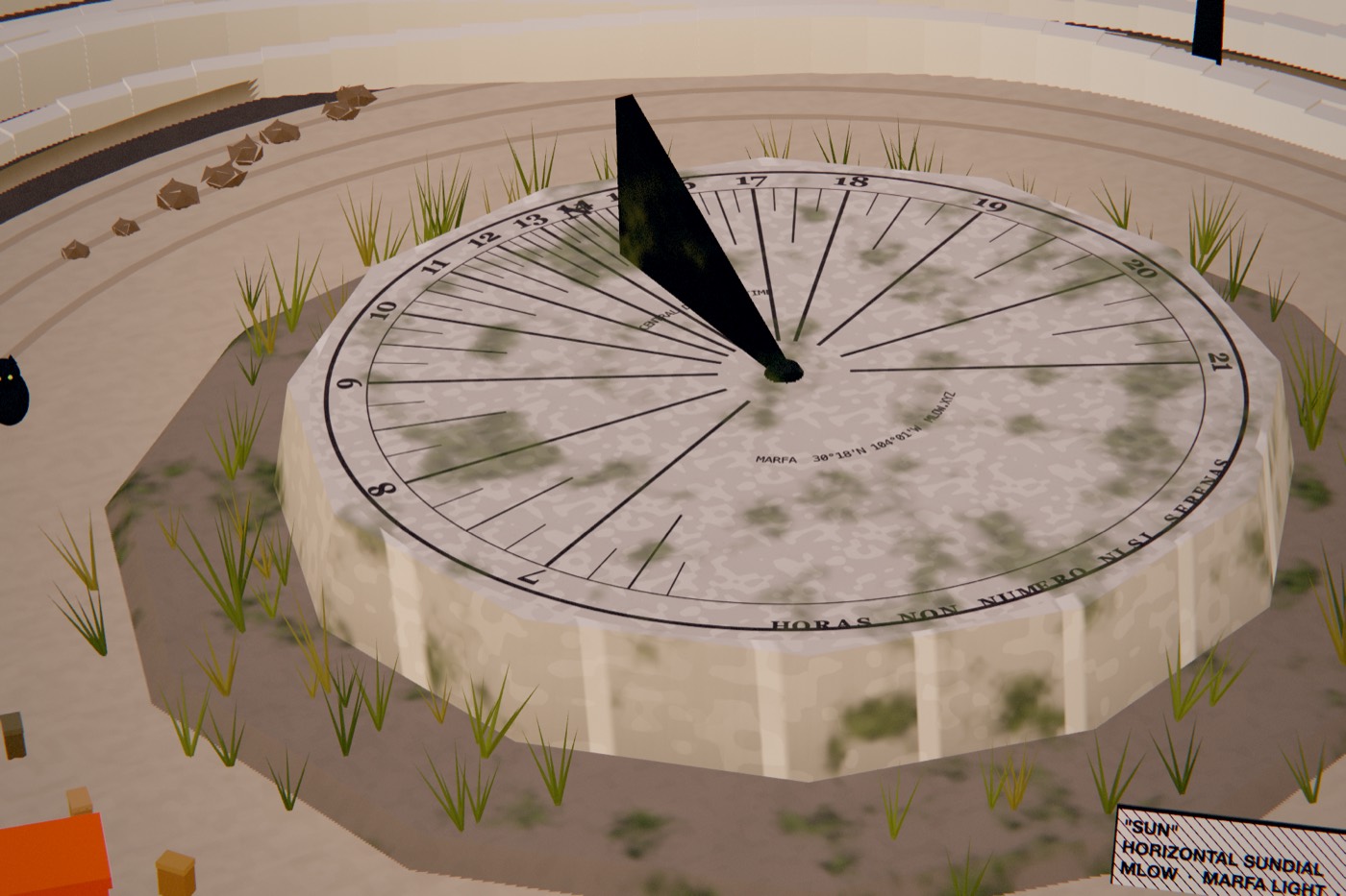 Horizontal sundial in Marfa